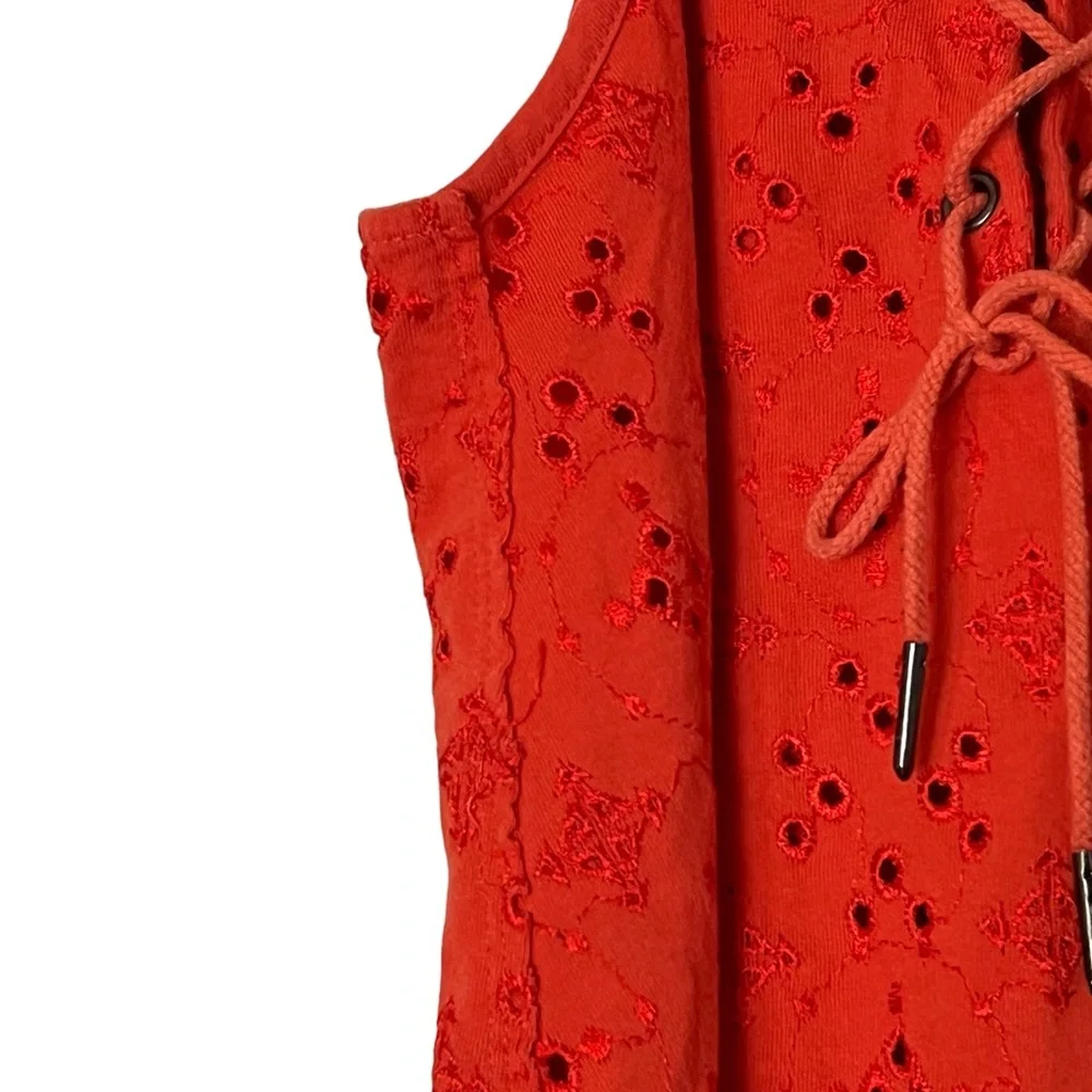 Free People | Dream Date orange cutaway eyelet lace back tank top size m…